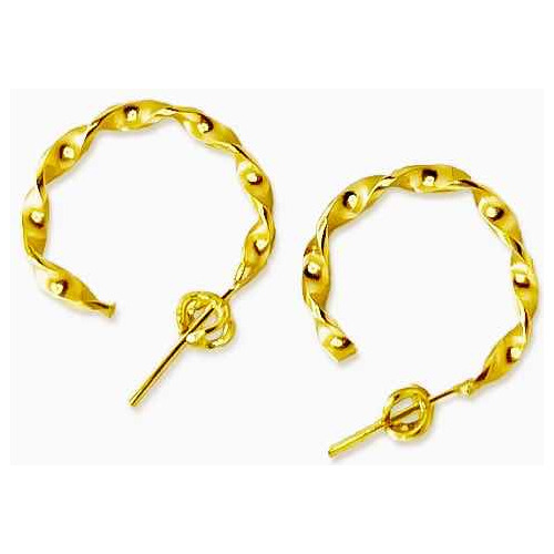 Aretes Hoops Medianos Hechos En Oro De 18k