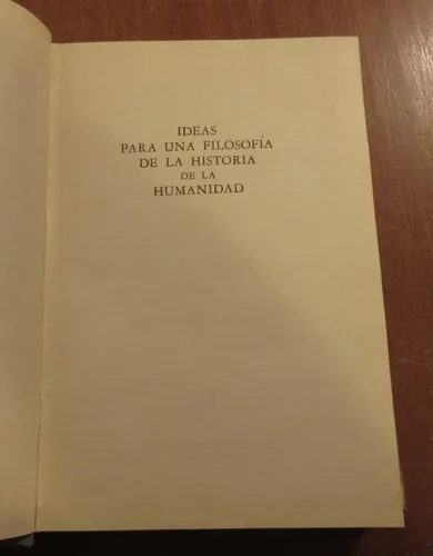 Libro Herder - Ideas Para Filosofia De La Historia Humanidad (Usado)