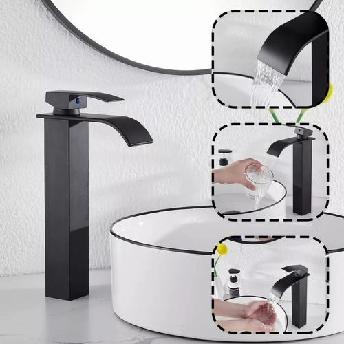 Grifo Mezclador Monomando Para Lavabo De Baño Alargado Negro