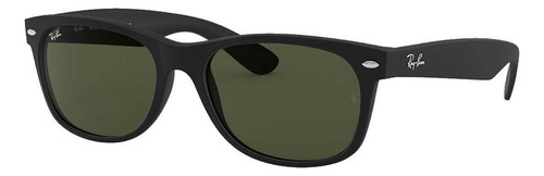 Gafas de sol Ray-Ban New Wayfarer Classic Mediano con marco de nailon color matte black, lente green de cristal clásica, varilla matte black de nailon - RB2132