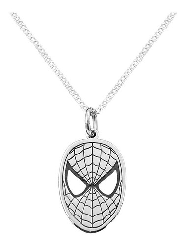 Dije Y Cadena Mascara Spiderman Plata 925 Con Envio