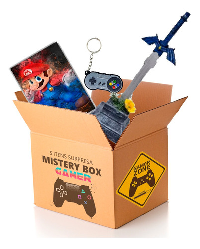 Mistery Box Gamer Nintendo Decor Kit Box Caixa Com 5 Itens