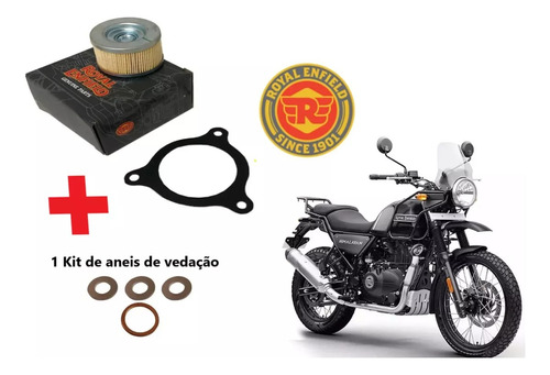 Filtro Óleo Royal Enfield Himalayan 411 + Kit Anéis Vedação