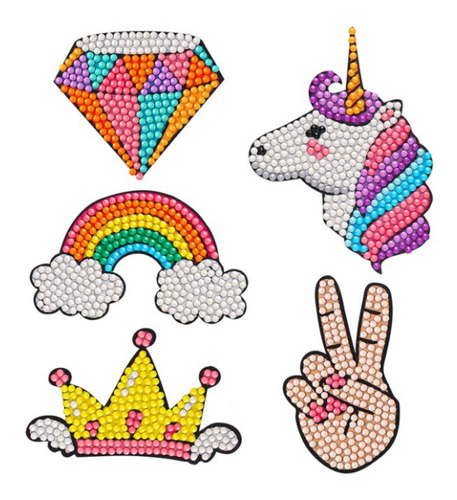 Kit Stickers Pintura Por Diamantes - Unicornio Y Arcoiris