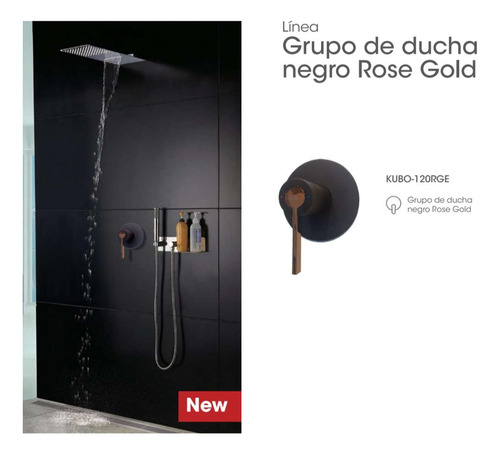 Kubo Monomando Para Ducha-bañera Negro Gold Rose 121rge