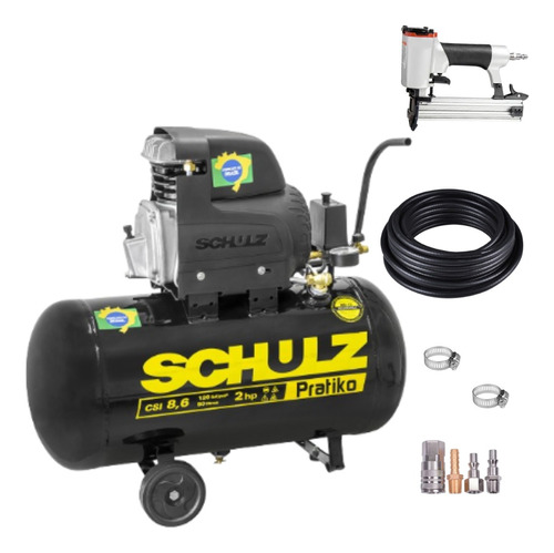 Compressor De Ar Csi8 Schulz 50l + Pinador Pneu E Kit  