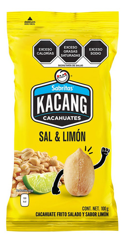 6 Pack Cacahuates Sal Y Limon Kacang 110gr