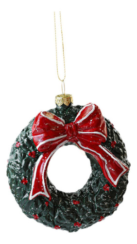Adorno Colgante Para De Navidad, Adorno 9x10 Cm Corona Verde