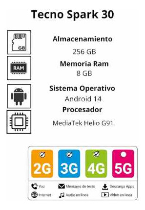Oferta Tecno Spark 30 256gb 8ram + Auricular Inalámbrico