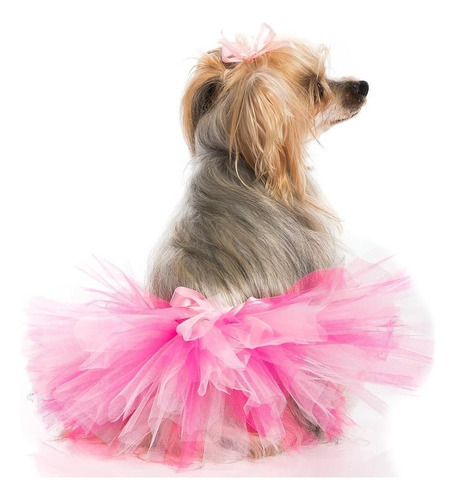 Tutu De Malla De Color Rosa Fuerte Artesanal Para Perros