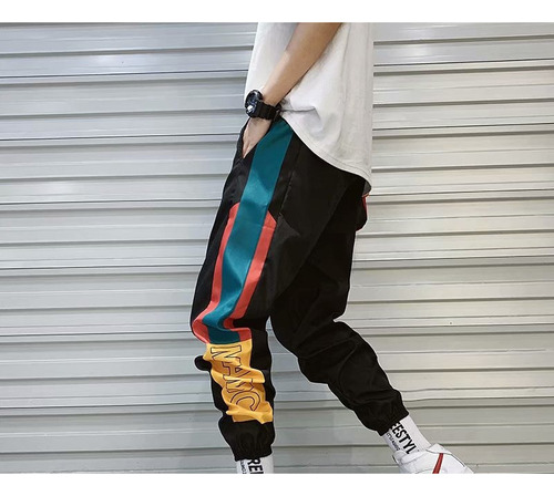 Hop Streetwear Harem Pantalones Hombre Empalme Joggers Moda