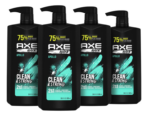 Shampoo E Condicionador Axe Apollo 2 Em 1, 828 Ml, Pacote Co