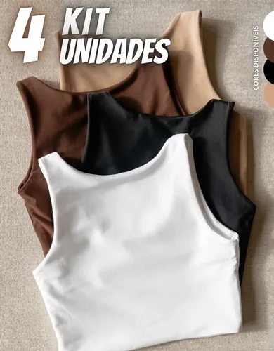 Kit 4 Blusas Regata Feminina Suplex Tshirt Basica Casual