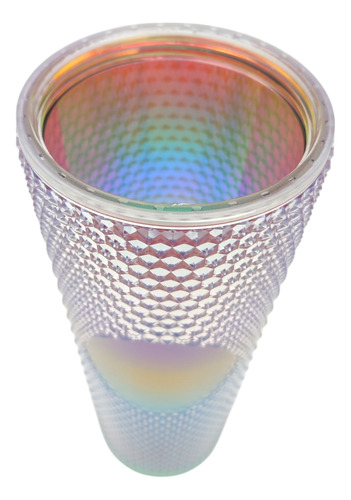 Vaso Con Orejas De Mickey Mouse Texturizado De Acrílico Con Tapa Y Popote De 700 Ml Multicolor (clicuc)