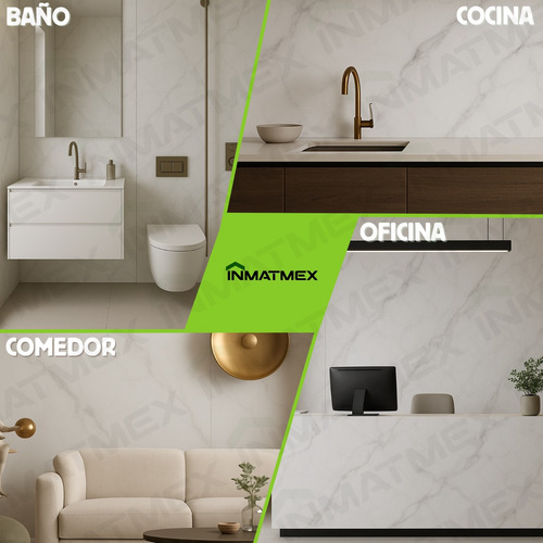 Panel Tipo Marmol Para Cocinas 4pz 60x120 Cm Inmatmex Color Blanco MÁRMOL 60X120