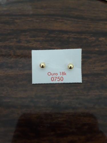 Par De Brincos Infantil De Bola 3mm Ou 2° Furo Ouro 18k-750