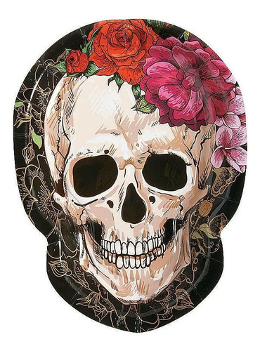 Platos De Postre Florales De Spooky (8 Unidades) - Suministr