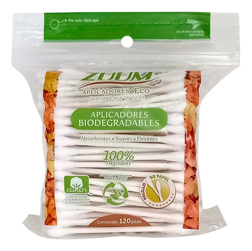 Cotonetes Biodegradable Hisopos 120pz Zuum Ecologicos