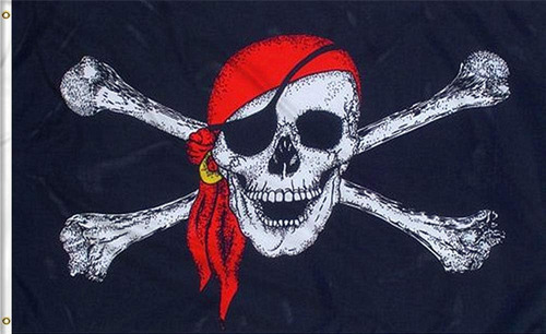 Aimto Bandera Jolly Roger De 3x5 Pies (bufanda Roja) - Sumin