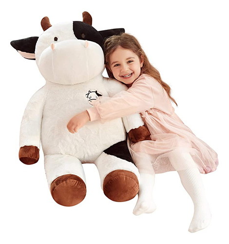 Ikasa Vaca Gigante De Peluche De Vaca Jumbo (blanco, 30.0 .