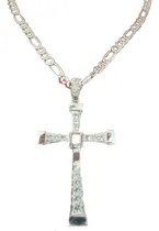 Comprar Dije Cruz De Toretto Incluye Cadena Fígaro Plata Fina .925.