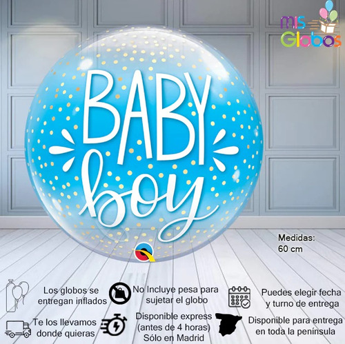 Globo Burbuja Estampado Para Gender Reveal 