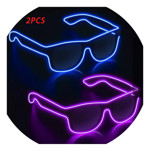 2pack Lentes Sol Luz Led Neon Fiesta Antro Boda