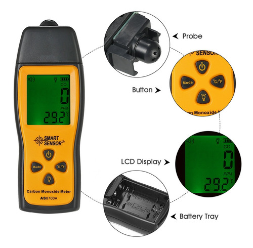 Imagem 4 de 6 de Smart Sensor Medidor De Monxido De Carbono Porttil Com Detec