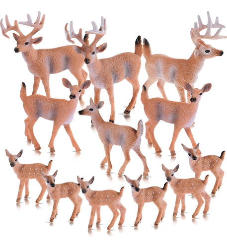 12 Piezas Deer Figurines Juguete Realista Deer Familia ...