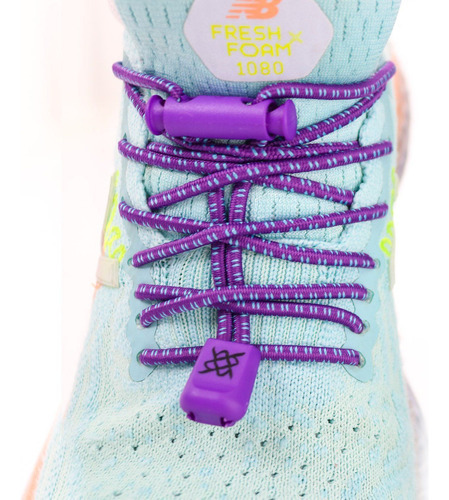 Cadarço Elástico Hupi Laces Roxo Risca Azul