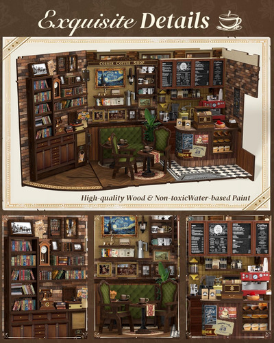 Diy Miniatura Casa De Muñecas Libro Corner Kit Con Luces Led
