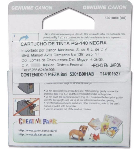 Imagen 4 de 5 de Cartucho Tinta Canon 140 Negro Pg-140 Original Para Mg2110