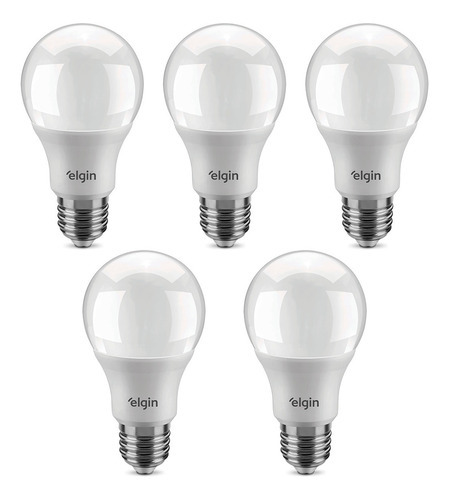 Kit 5 Lâmpadas Led Bulbo A60 12w 6500k E27 Luz Branca -elgin Cor Da Luz Branco-frio Bivolt