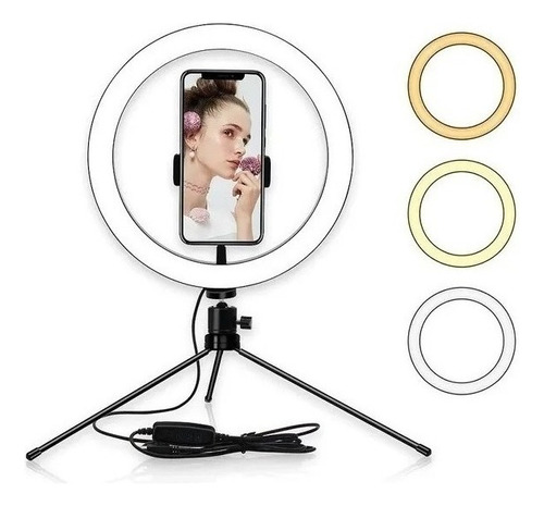 Ring Light 8, 20 cm, iluminación profesional LED, estructura de trípode para selfies, luz negra, 3 colores, 5 V