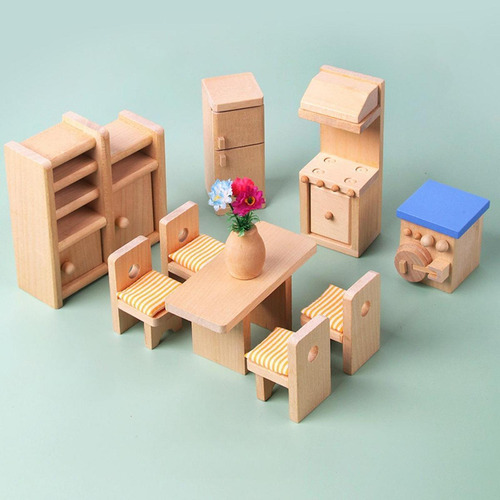 Juego De Muebles En Miniatura Para Casa De Muñecas Comedor