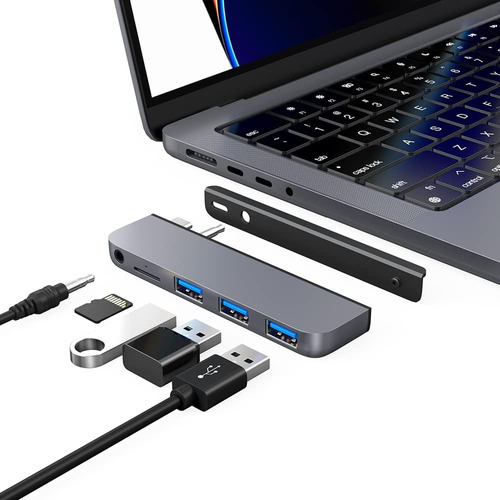 Hub Usb C 5 Puertos Usb Audio 3.5mm Lector Micro Sd