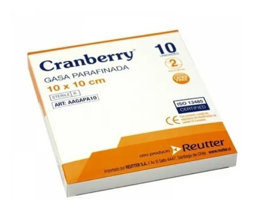 Gasa Parafinada Esteril 10x10 Cajax10und  Cranberry