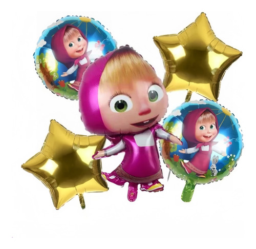 Kits 5 Globos Cumpleaños Masha Y El Oso - Masha And The Bear