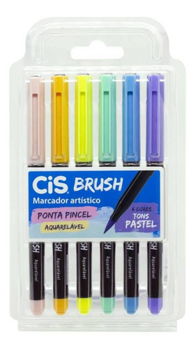 Marcador Cis Brush Estojo C/6 Tons Pastel