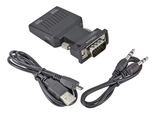 Convertidor De Vga A Hdmi Alimentado 5v Usb+ Audio 3.5