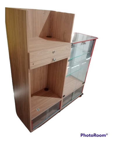 Exhibidor En Vidrio Y Madera Con Caja Registradora 1x30/2x60