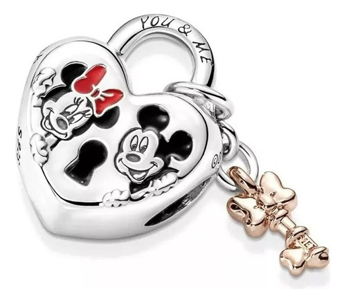 Charm Pandora Corazon Candado Mickey Minnie Mouse Ale 925