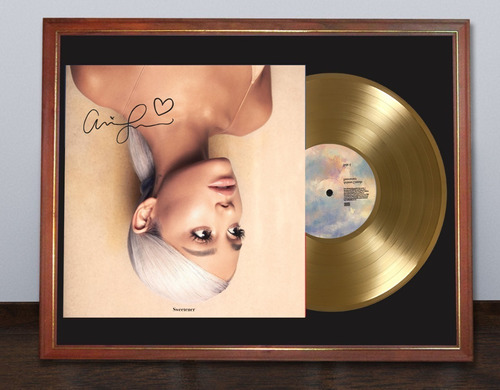 Ariana Grande Sweetener Tapa Lp Firmada Disco Oro En Cuadro