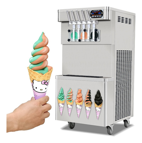 Maquina De Helado Pedestal Doble Compresor 5 Sabores 110v
