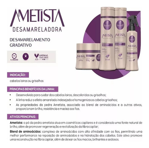 Shampoo Ametista Desamareladora Haskell 300ml