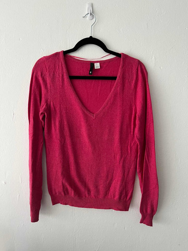 Sweater De H&m Fucsia Cuello V Mujer-