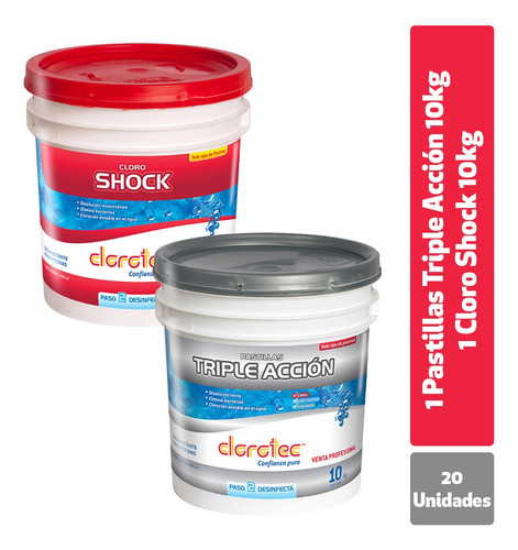 Imagen 1 de 9 de Pastilla Triple Acción + Shock X 10 Kg Clototec Combo