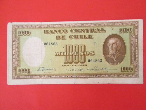 Billete Chile 1.000 Pesos Firmado Trucco-maschke Año 1947