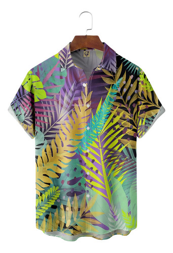 Camisa De Color Hawaiano Unisex Camisa Palm Leaf City