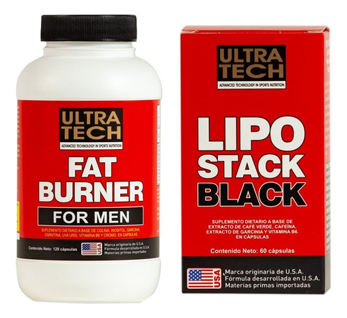 Fat Burner + Lipo Stack Black Ultra Tech- Quemador De Grasas